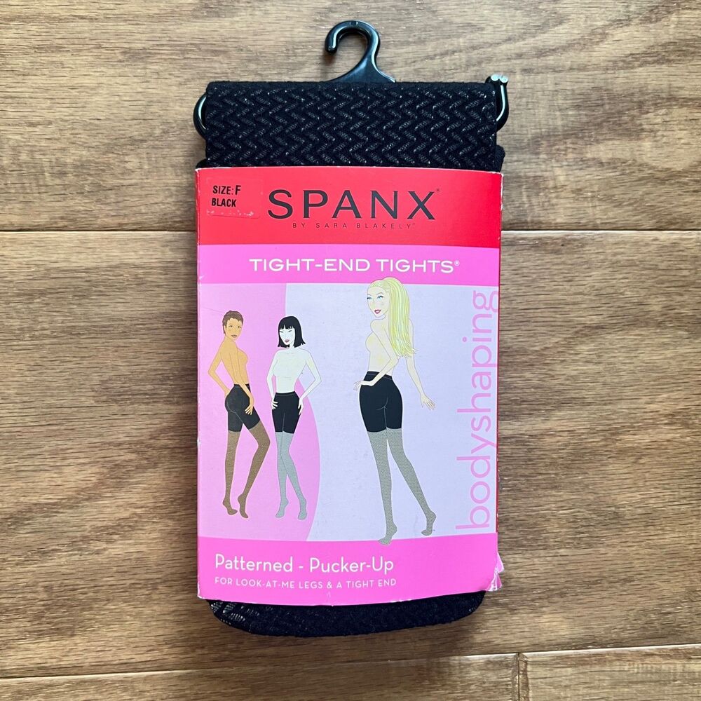 New Spanx Tight-End Tights Size F Patterned Pucker-Up Black